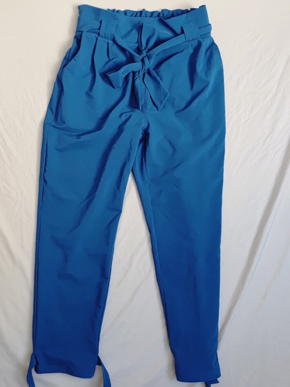 Gace Karin Blue High-rise Pants Size Large Two Front Pockets Pantalon Leg Hems